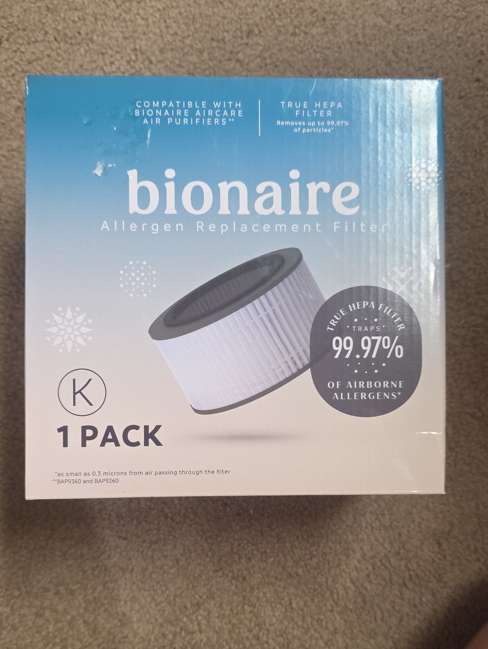 🟢BIONAIRE Model BAPF160 Airborne Allergen Replacement True Hepa Filter